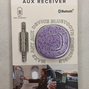 Bluetooth Aux Receiver (Make Any Aux Device Bluetooth Compatible) Purple NEW